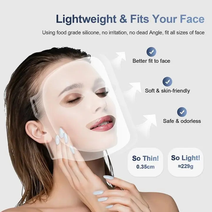 Silicone Red Light Therapy Mask 7 Color LED Face Mask Anti Aging