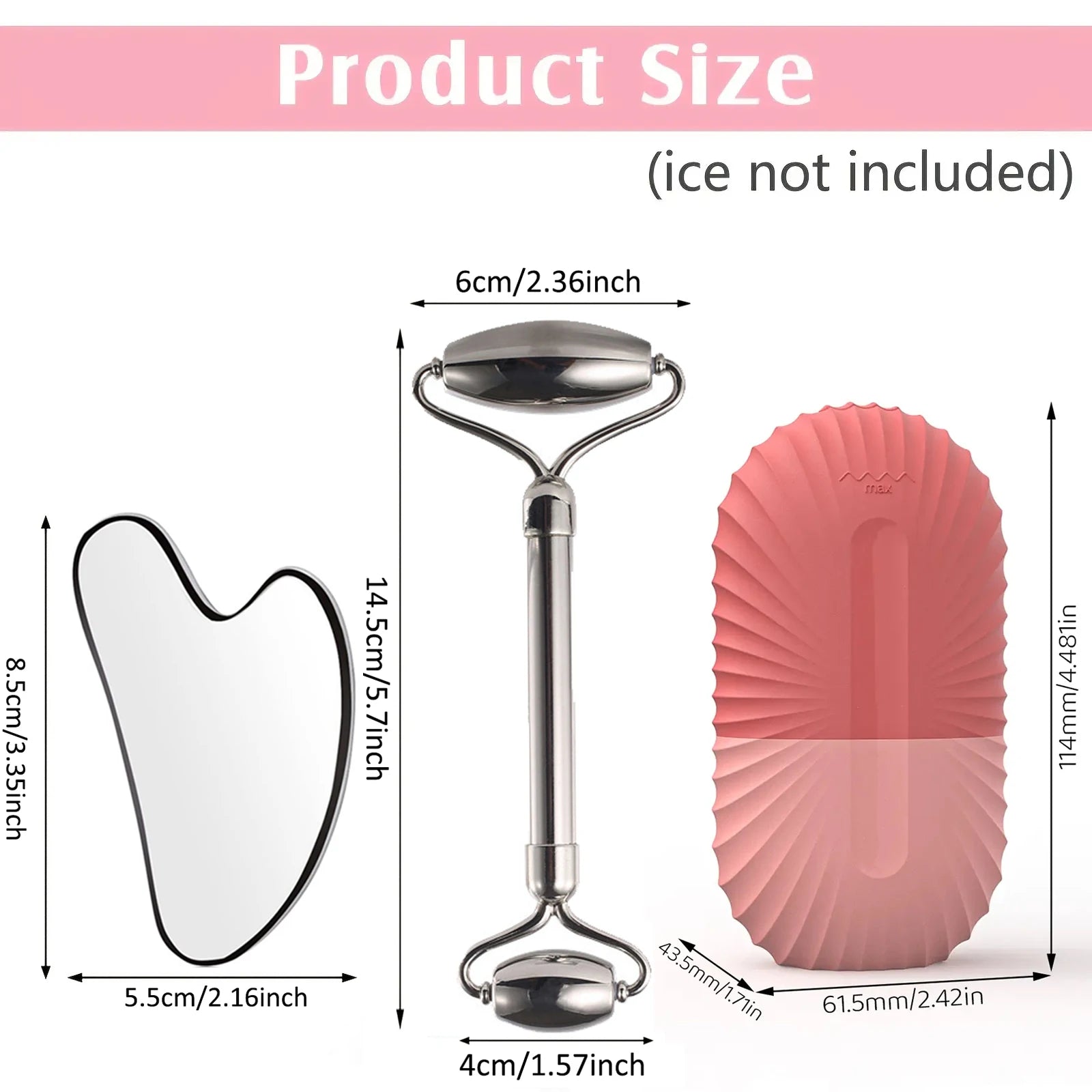 Ice Face Roller Facial Skincare Ice Roller Set, Stainless Steel Facial