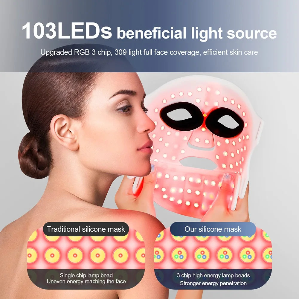 Silicone Red Light Therapy Mask 7 Color LED Face Mask Anti Aging