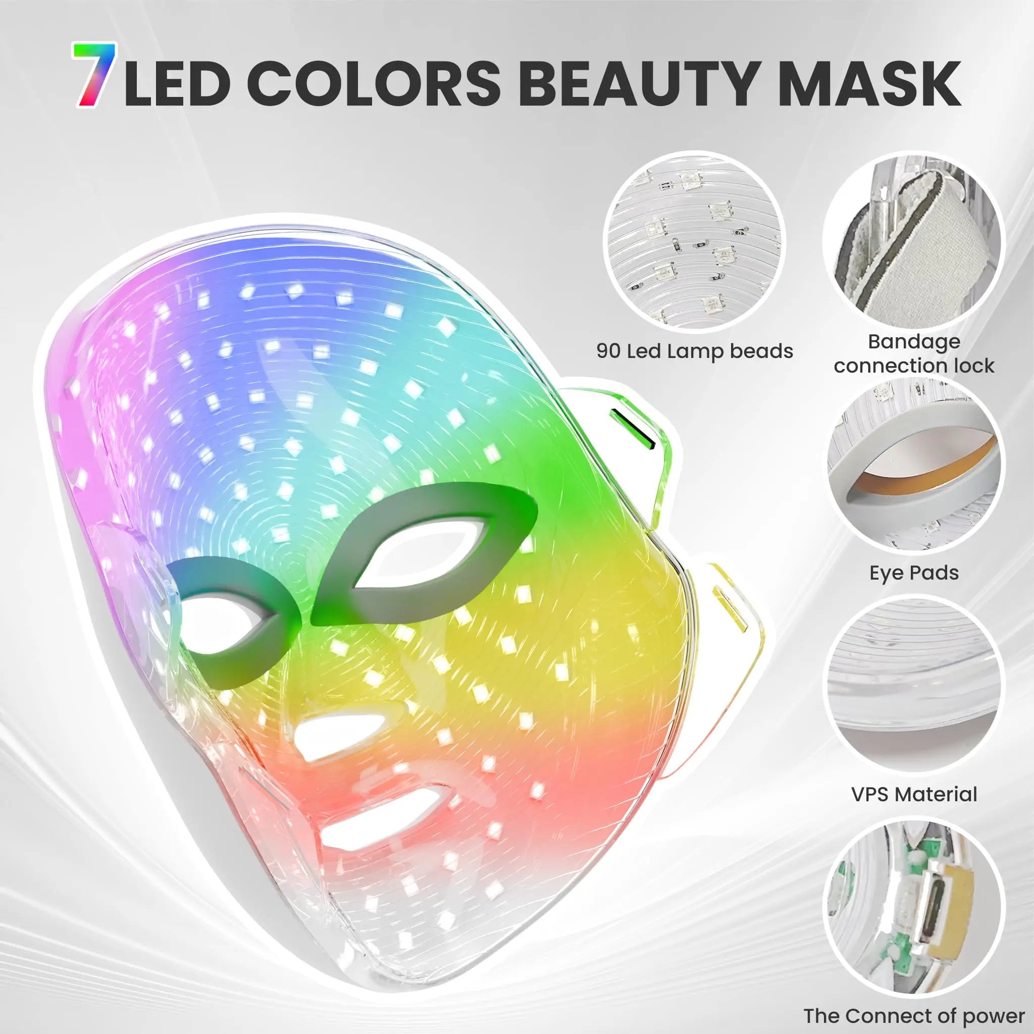 7-1 Colors LED Facial Skin Care Mask,Red Light Mask for Face,