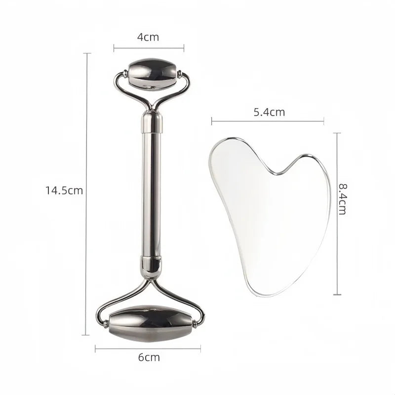 Stainless Steel Gua Sha Scraping Massage Roller - Facial & Body Beauty