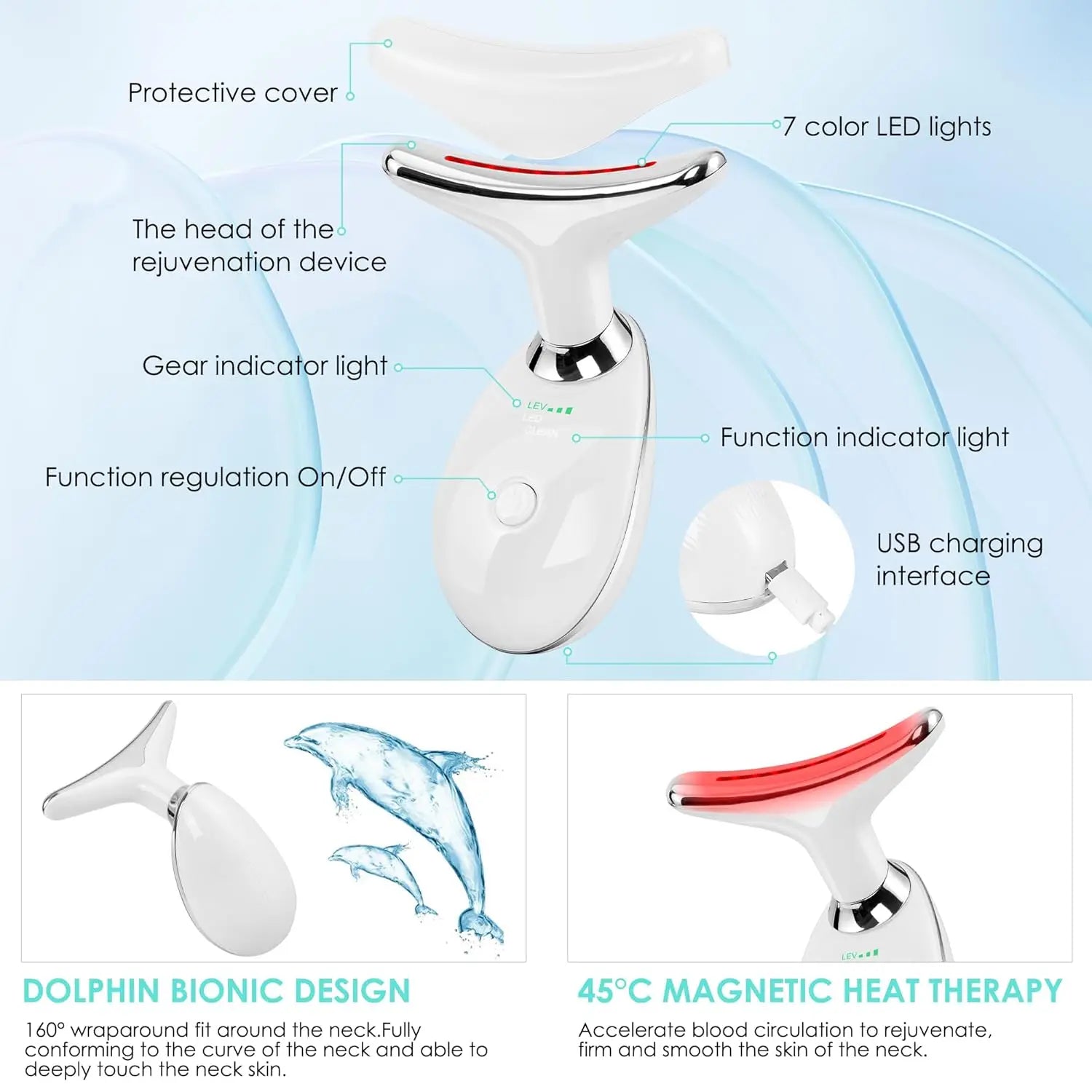 Facial Massager Red Light Beauty Device for Face and Neck Face