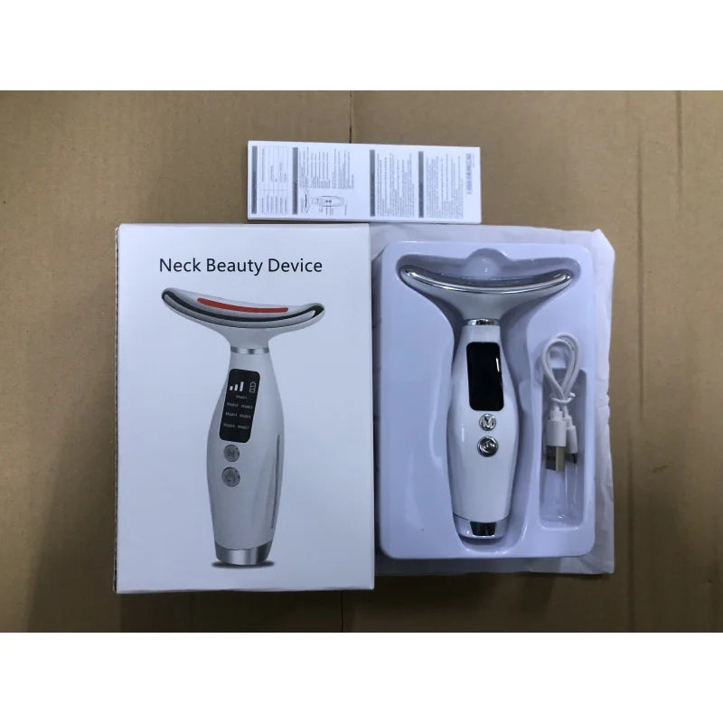 Portable 7 Colors LED Light Therapy Face Neck Massager 3 Gears
