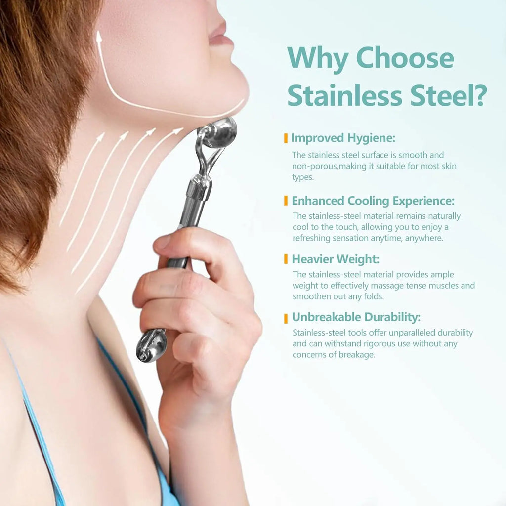 Stainless Steel Gua Sha Scraping Massage Roller - Facial & Body Beauty