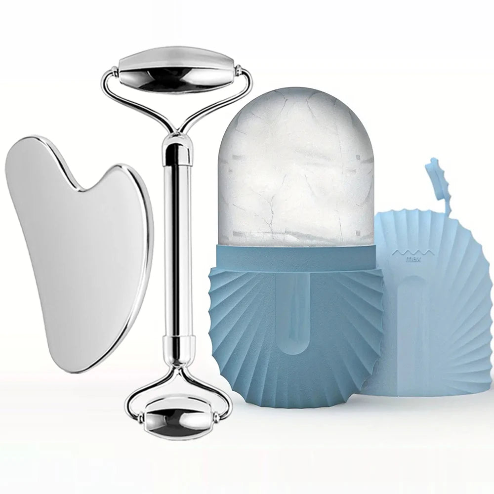 Ice Face Roller Facial Skincare Ice Roller Set, Stainless Steel Facial