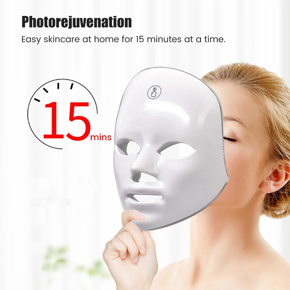 7-1 Colors LED Facial Skin Care Mask,Red Light Mask for Face,